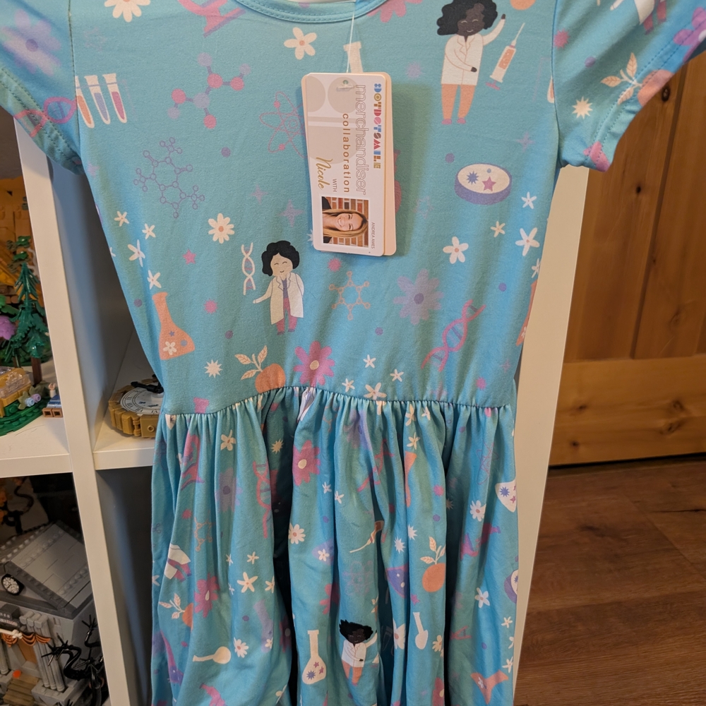 Dot Dot Smile Teal Science Print Dress